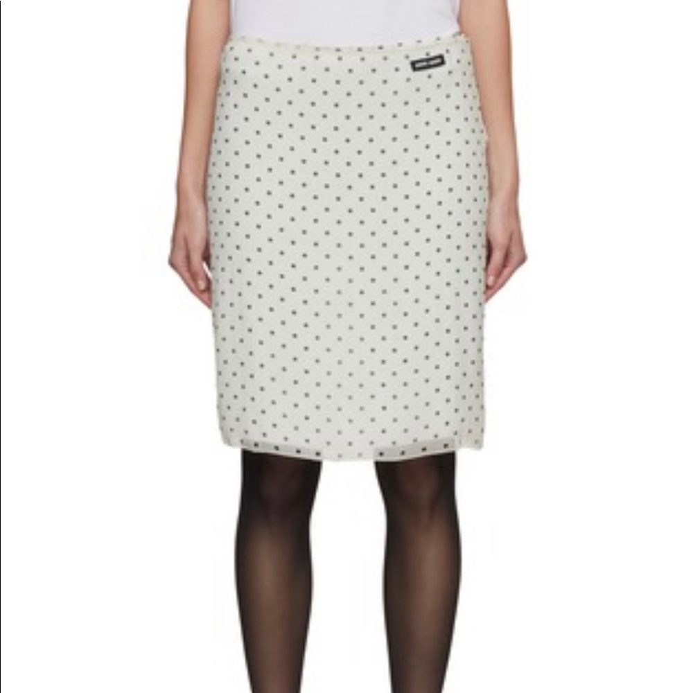 Miu Miu Ivory/Black Polka-dot Chiffon Skirt 38